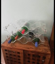 Perspex Acrylic Clear Wave Wine Rack Wine Holder Shelf Cabinet 10 Bottle Rack