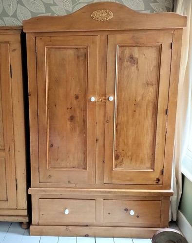 Antique pine double wardrobe
