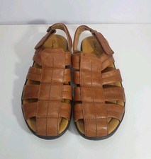 Clarks Softtread Tan Brown Leather Gladiator Fishermans Sandals Mens UK Size 8 G