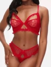 Ann Summers - SWEET MELODY CROTCHLESS SET -Size Large 16-18 New .RRP £26 Red