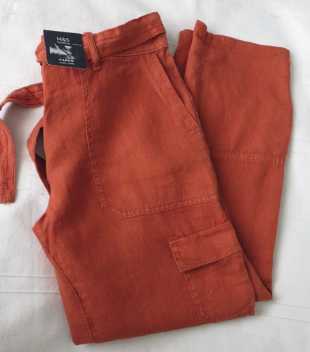 Pure linen cargo - m&s, trousers