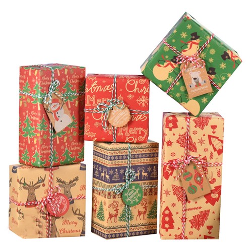6pcs christmas wrapping - wrapping, paper