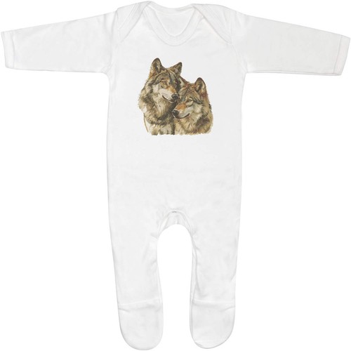 Wolf couple baby sleepsuit - couple', /