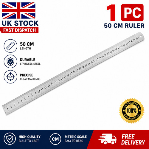 Long 50cm ruler - 50cm, stainless