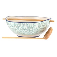Noodle Soup Bowl with Chopstick & Ladle Spoon Ramen Udon Rice Bowl 800ml 3pc Set