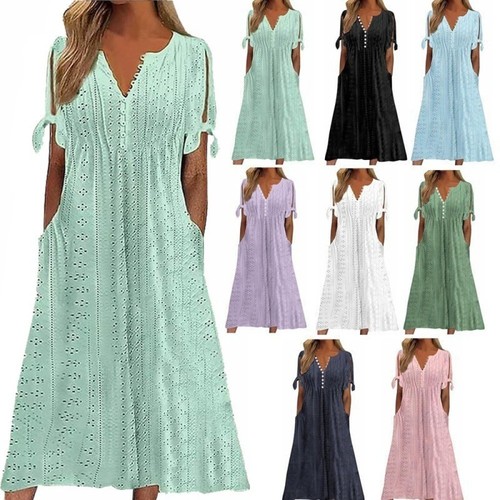Ladies neck long dresses - v,
