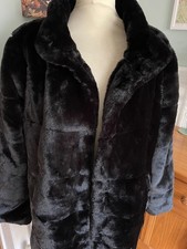 CENTIGRADE LONG LINE WINTER WARM LADIES BLACK FAUX FUR COAT SIZE L 14 £90  BNWOT