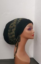 Handmade Adjustable Crochet Tam Hat Dreadlock w drawstring Reggae baggy beanie