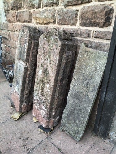 Pair sandstone gate posts - pair, hand