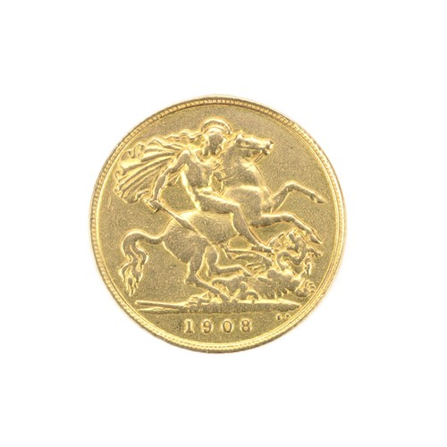 1908 gold half sovereign - gold,