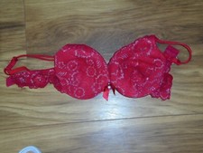 red lace padded bra, size 36d, closer with evie