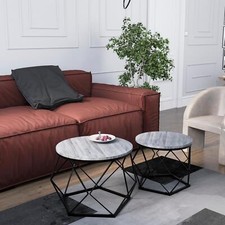 SALE Nest of 2 Geometric Home Living Room Tables Grey