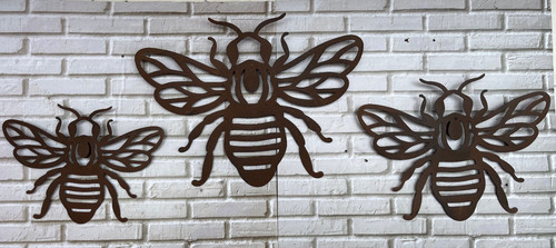 Large rustic metal bee - rustic,