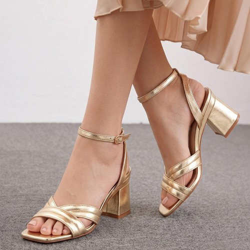 Women metallic block heel - metallic,