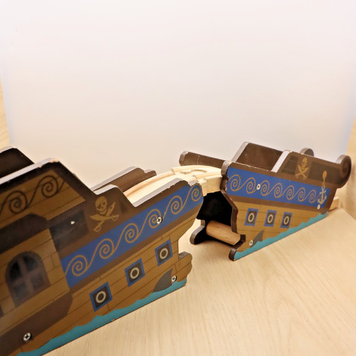 Wooden train track pirate ship - train,