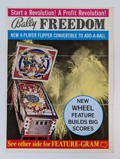 Bally Freedom Pinball Machine Flyer Original 1976