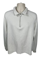 All Saints White Men's Rafe Half zip up Sweatshirts Organic Cotton Size 2XL XXL