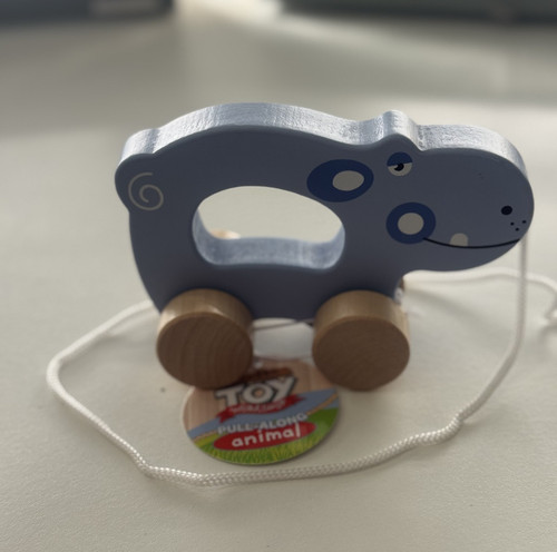 Pull along animal wooden hippo - animal,
