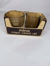 Mina Fidenza Vetraria Sugar Cream Set strawberry set Smoke Glass Made in Italy.