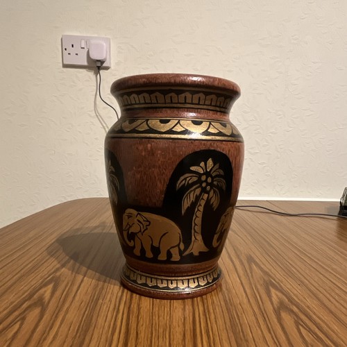 Hand painted wooden vase - wooden,