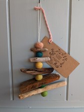 Hanging Christmas Tree Decoration Driftwood and Felt Handmade in Wales