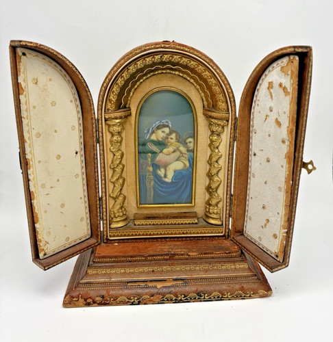 19th century triptych - century, leather