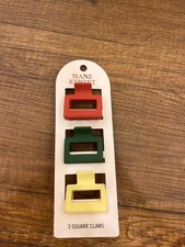 Set Of Three Square Hair Claw Clips In Red, Green, and Yellow
