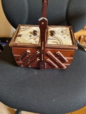 Vintage SEWING BOX Cantilever with contents. Beautiful gift 