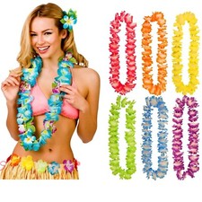 HAWAIIAN LEI HULA Flower Garland Necklace Lot Hen Aloha Hawaii Fancy Dress Party