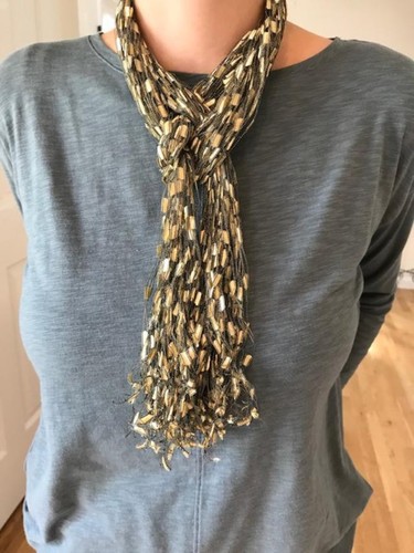 Scarf gold yarn necklace - gold,