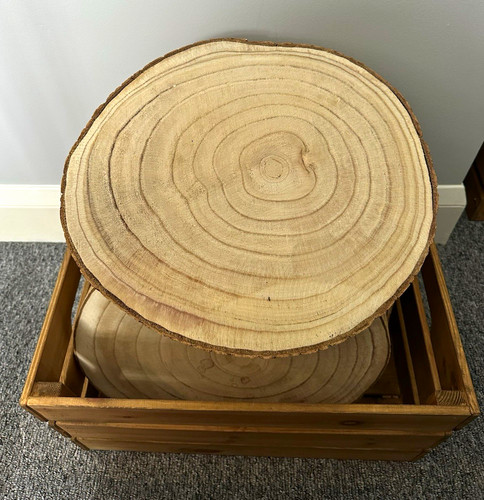 Round natural unfinished wood - natural,