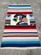 Vintage Handmade Flatweave Anatolian Turkish Pure Wool Kilim Rug Aztec Carpet