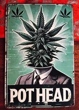 'POT HEAD' FUNNY TIN SIGN /