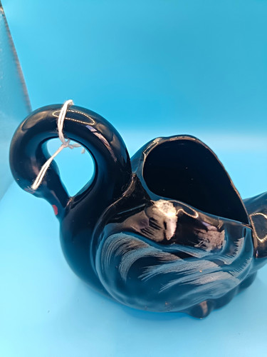 Glossy black ceramic - ceramic, swan