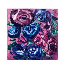 Purple and Red Roses Original Oil Painting Impasto Art 6`x 6` inches