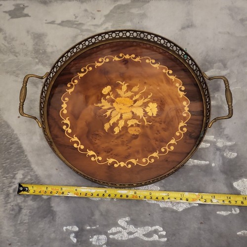 Vintage round marquetry inlaid - marquetry,