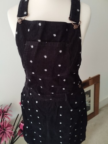 Black cord pinafore dress - pinafore,
