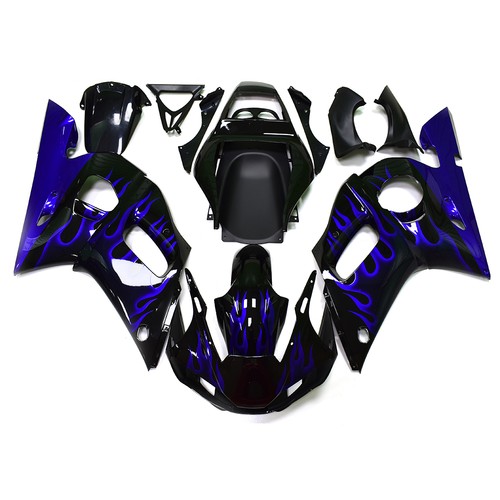 Black blue flames - black,