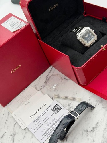 Cartier santos blue dial large - santos,