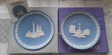 2 x Wedgwood Blue Jasper Christmas Plates - 1970 & 1971