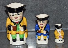 Devonmoor Yellow & Blue  coated toby character jugs highest 8cms high