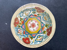 VICTORIAN GREETING CARD CHRISTMAS COLOURFUL DECORATED PLATE DISH PLATTER