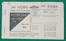 Motor Fuel Ration Book No: NH 831964 Motor Car 1501-2200cc Unused