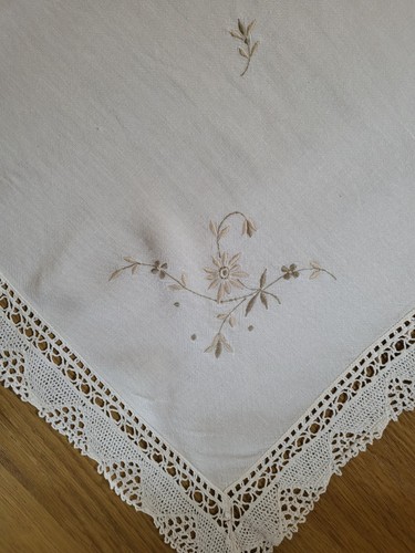 Vintage faux linen tablecloth - faux,