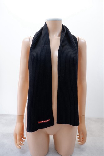 Prada knitted scarf black - prada,