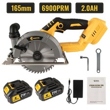 Cordless Circular Saw 165mm with 2×2.0Ah Lithium-Ion Battery 48mm Cutting Depth
