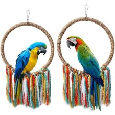 14/20CM Rope Parrot Toy Swing, Pet Bird Parrot Toy Cotton Rope Circle Toys UK