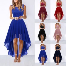 Womens Sexy Chiffon Evening Ball Gown Ladies Prom Cocktail Party Lace Midi Dress