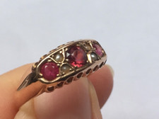 antique gold ring with rubies and pearls in 375 gold size 56
