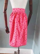 Vintage 1950s Apron Pinny Red Pink Spot Spotted Fabric Ladies Housewife 50s
